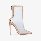Colorful Transparent Stiletto Heel Back Zip Short Boots For Women - DanaFashionstore