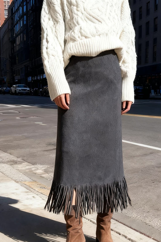 Women's Fashionable Elegant Long Suede Skirt Comfortable Slim Fit