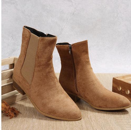 Pointed Suede Elastic Band, Thick Heel Casual Single Shoes For Women - DanaFashionstore
