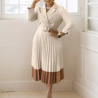 Suit Collar Fashion Elegant Pleated African Dress - DanaFashionstore