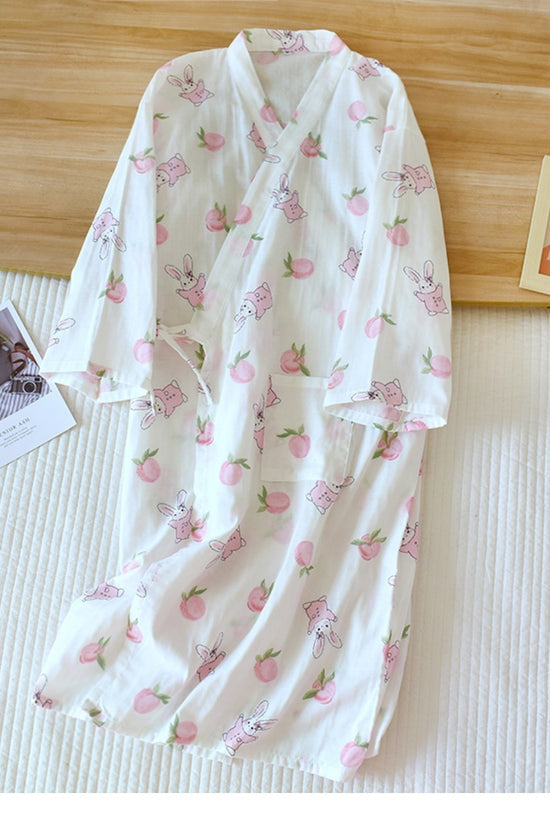 Women Bathrobe Nightdress Long Sleeve Nightgown Cotton Gauze - Dana Fashion