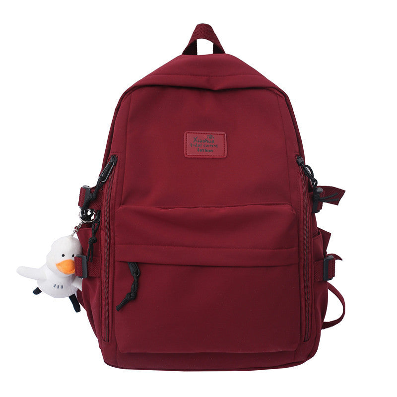 School Season New Fashion Backpack Fresh Middle School Students Korean Casual Solid Color Backpack