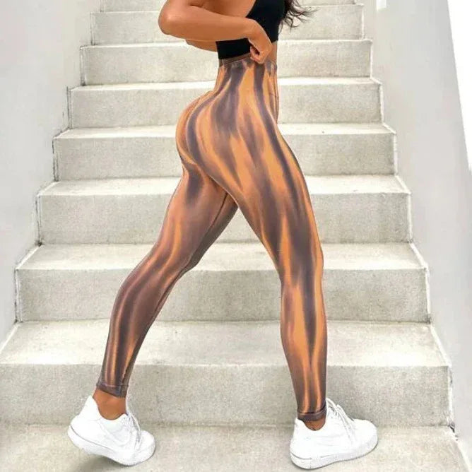 New Tie Dye Aurora Print Sports Pants Seamless High Waisted Fitness Yoga Pants For Women Gym Running Sweatpants Trousers - DanaFashionstore
