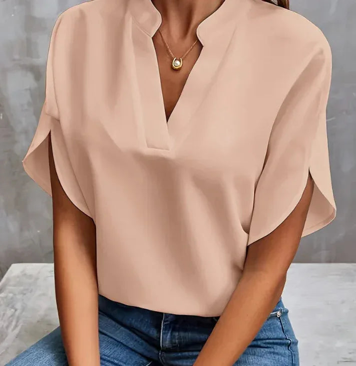 Summer Short-sleeved Chiffon Shirt New V-neck Shirt Women's Casual Versatile Clothing - DanaFashionstore