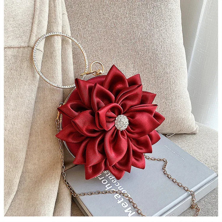 Evening Bag Flower Bag Wristlet Diamond Shoulder Messenger Bag - DanaFashionstore