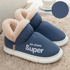 Warm House Shoes Plush Fleece High Back Heel Slippers Home Winter Warm Couple Shoes - DanaFashionstore