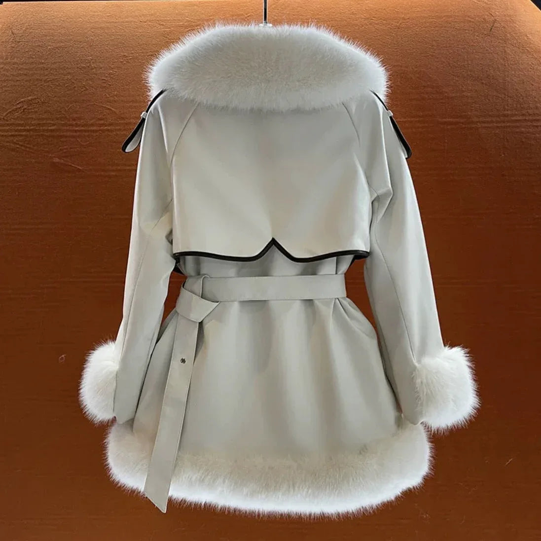 Elegant Big Fur Collar Fur Fur Coat For Women - DanaFashionstore