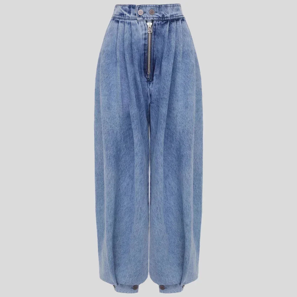 High Waist Zipper Denim Loose Harem Pants - DanaFashionstore