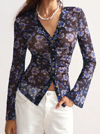 European And American Printed Shirt Women's Slim Fit Slimming Retro Temperament - DanaFashionstore
