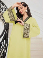 Embroidered Trim V-neck Light Luxury Dress