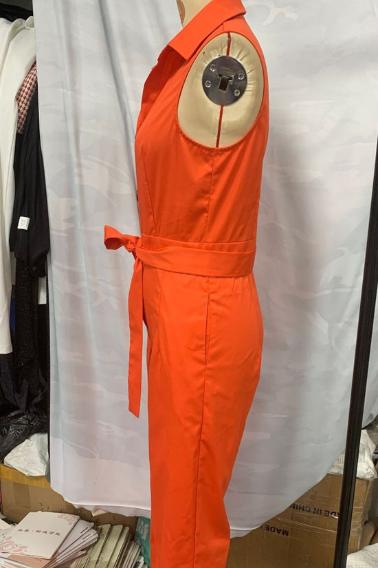 Women's Blouse Collar Solid Color Wide Leg Jumpsuit