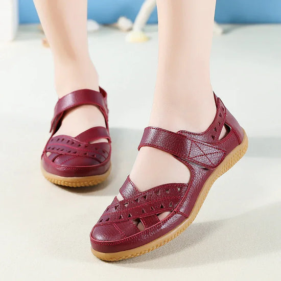 Women's Hollow Hole Leather Casual Sandals - DanaFashionstore