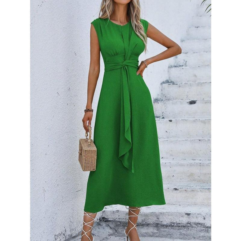 Solid Color Waist-Tight Tied Dress Women 2026 - Bodycon Wrap Dress - DanaFashionstore