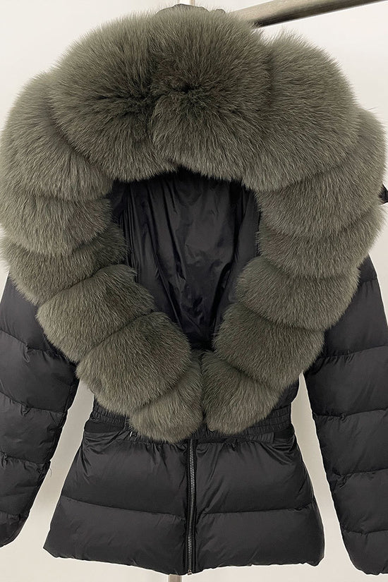 Short Women's Thickened Slim Fit Waist-tight Fur Down Jacket