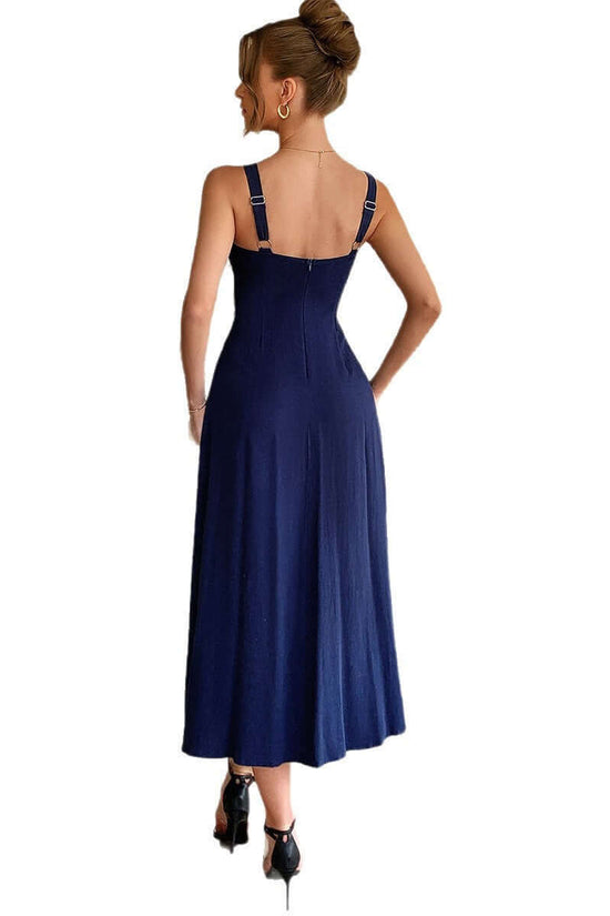 European And American Leisure Vacation Style Seaside Atmosphere Sling Dress $59.90 Dana Fashion Color: Apricot Size: L Women's clothing Product information: Pattern: solid color Skirt type: suspender skirt Color: apricot, green, brick red, navy blue Waist
