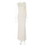 One-shoulder Ribbon Long Dress Ins Fashion Slim Sleeveless Dresses For Evening Party Club Clothing Women - DanaFashionstore