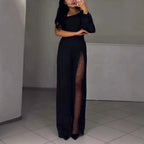 Oblique Shoulder High Slit Jumpsuit 2026 - Fall Winter Sexy Jumpsuit - DanaFashionstore