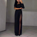 Oblique Shoulder High Slit Jumpsuit 2026 - Fall Winter Sexy Jumpsuit - DanaFashionstore