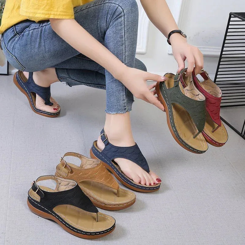 Summer Shoes Roman Retro Style Clip Toe Sandals Women Ankle Buckle Shoes - DanaFashionstore
