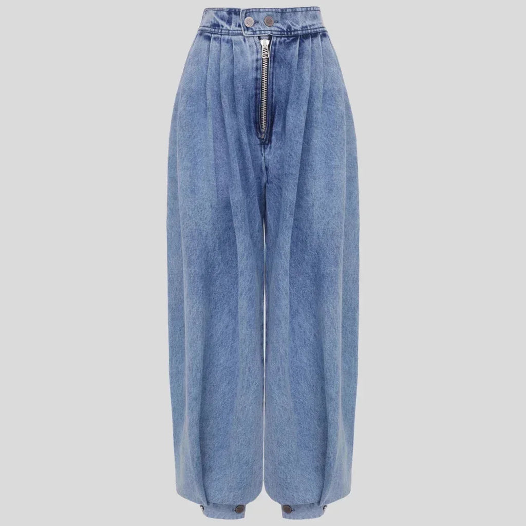 High Waist Zipper Denim Loose Harem Pants - DanaFashionstore