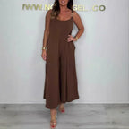 Solid Color Sling Wide Leg Jumpsuit 2026 - Casual Summer Jumpsuit - DanaFashionstore