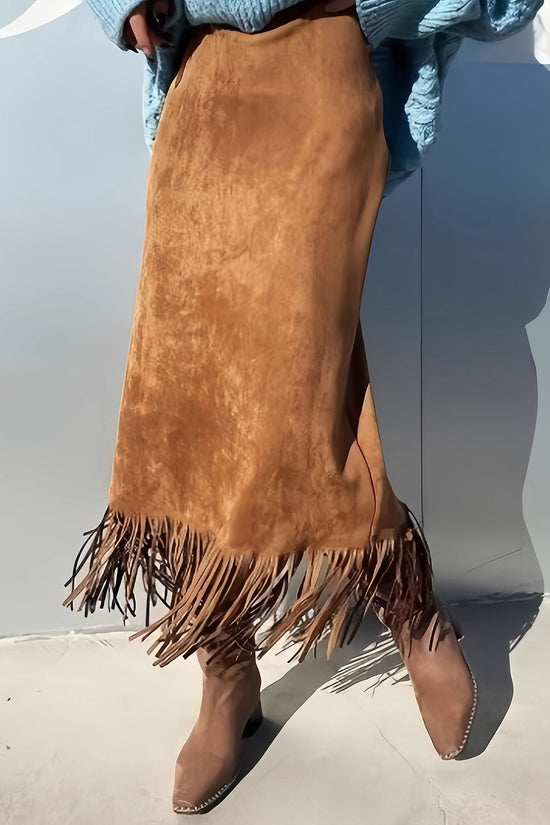 Women's Fashionable Elegant Long Suede Skirt Comfortable Slim Fit