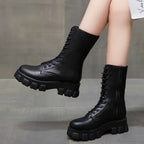 Velvet Mid-tube Microfiber Round Head Artificial Wool Adult Women's Boots - DanaFashionstore