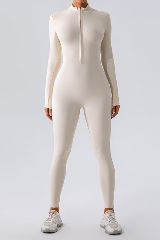 Fleece-lined Yoga Jumpsuit Long Sleeve Keep Warm Outerwear Tights