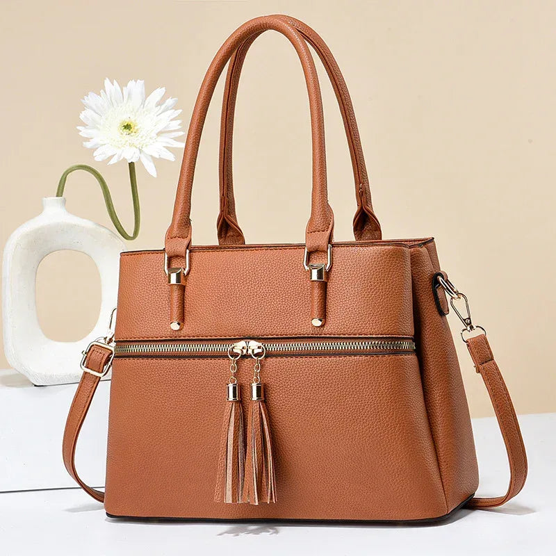 Large Capacity Soft Leather Tassel Shoulder Bag - DanaFashionstore