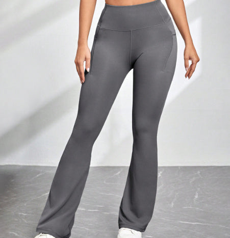 High Waisted Pocket Micro Flared Yoga Pants - Dana Fashion