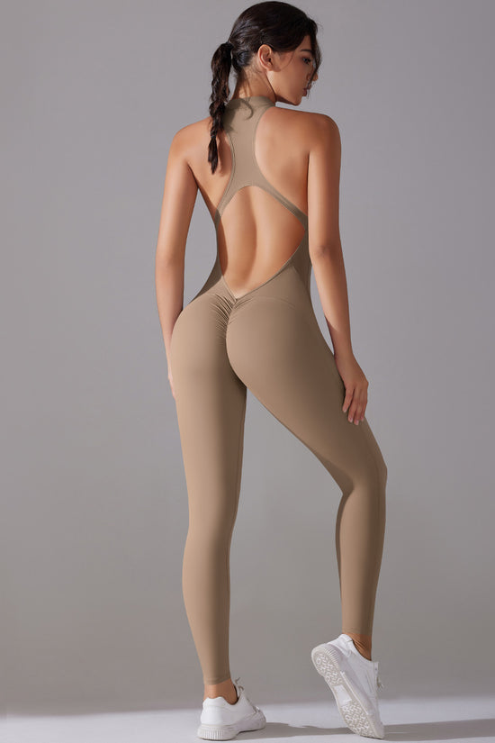 Solid Beauty-back Long Pants Jumpsuit Yoga Fitness Running Dance Slim Bodysuit Women Sports Clothing