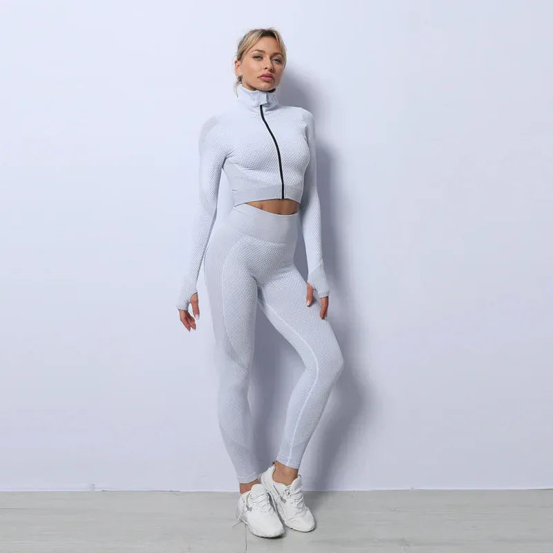 3PCS Yoga Set Seamless Sport Set Women Gym Clothing Leggings Women Crop Top Sports Bra Women Fitness Gym Set Womens Outfits Tracksuit - DanaFashionstore