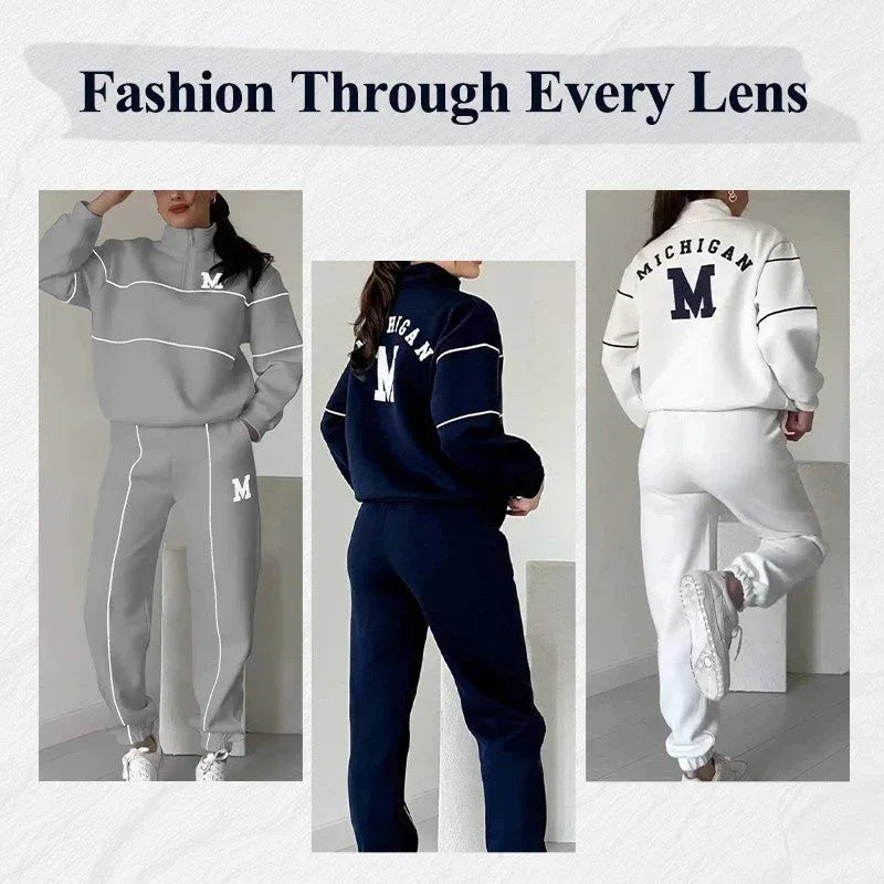 Womens 2 Piece Outfits Lounge Hoodless Pullover Sweatshirt Sweatsuit Sets Sweatshirt Baggy Fashion Sweatpants With Pockets - DanaFashionstore