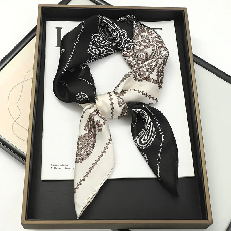 Artificial Silk Striped High-grade Korean Style Stylish Beach Arm Bag Silk Scarf - DanaFashionstore
