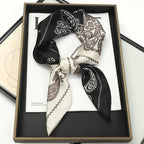 Artificial Silk Striped High-grade Korean Style Stylish Beach Arm Bag Silk Scarf - DanaFashionstore