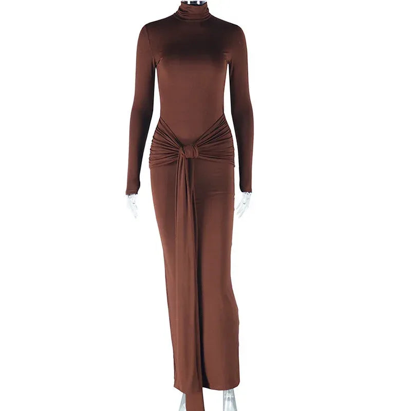 Women's Solid Color Round-neck Long-sleeved Dress - DanaFashionstore