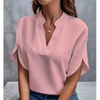 Summer Short-sleeved Chiffon Shirt New V-neck Shirt Women's Casual Versatile Clothing - DanaFashionstore