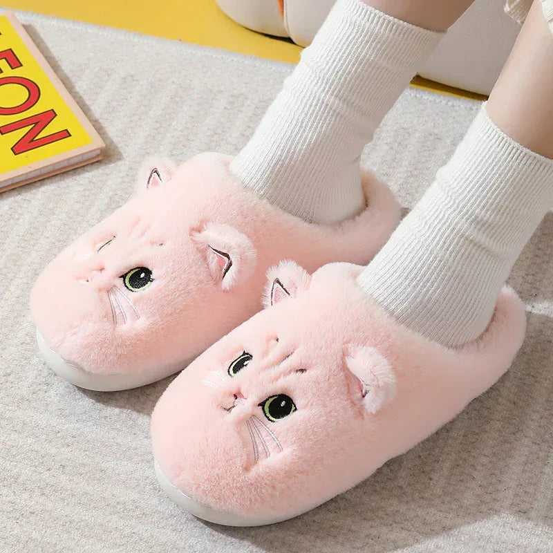 Autumn And Winter Cotton Slippers Men And Women Couple Kitty Cartoon - DanaFashionstore