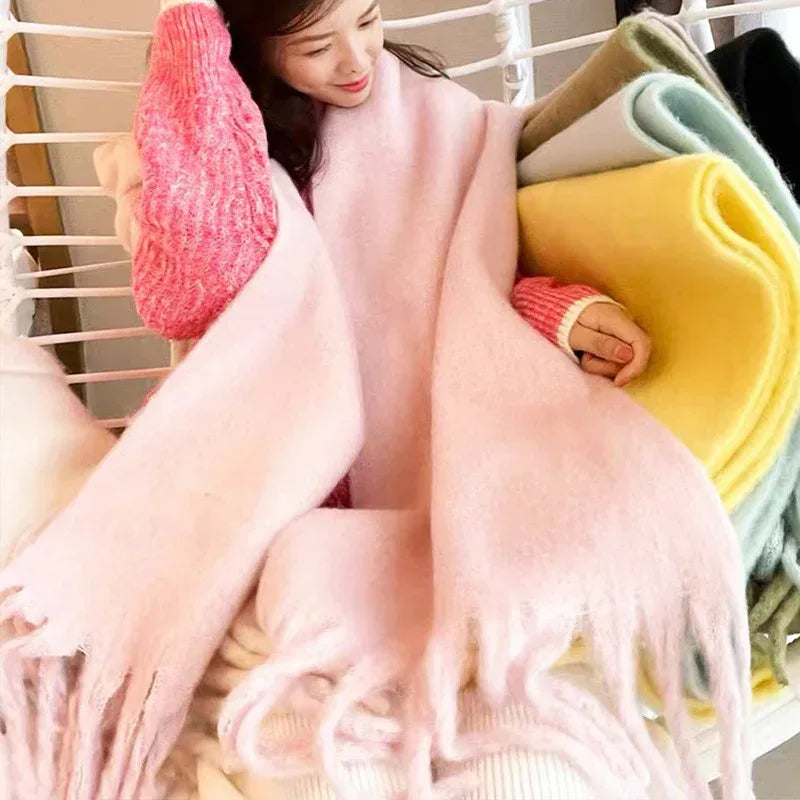 Women's Temperament Fashion Warm Solid Color Shawl Scarf - DanaFashionstore