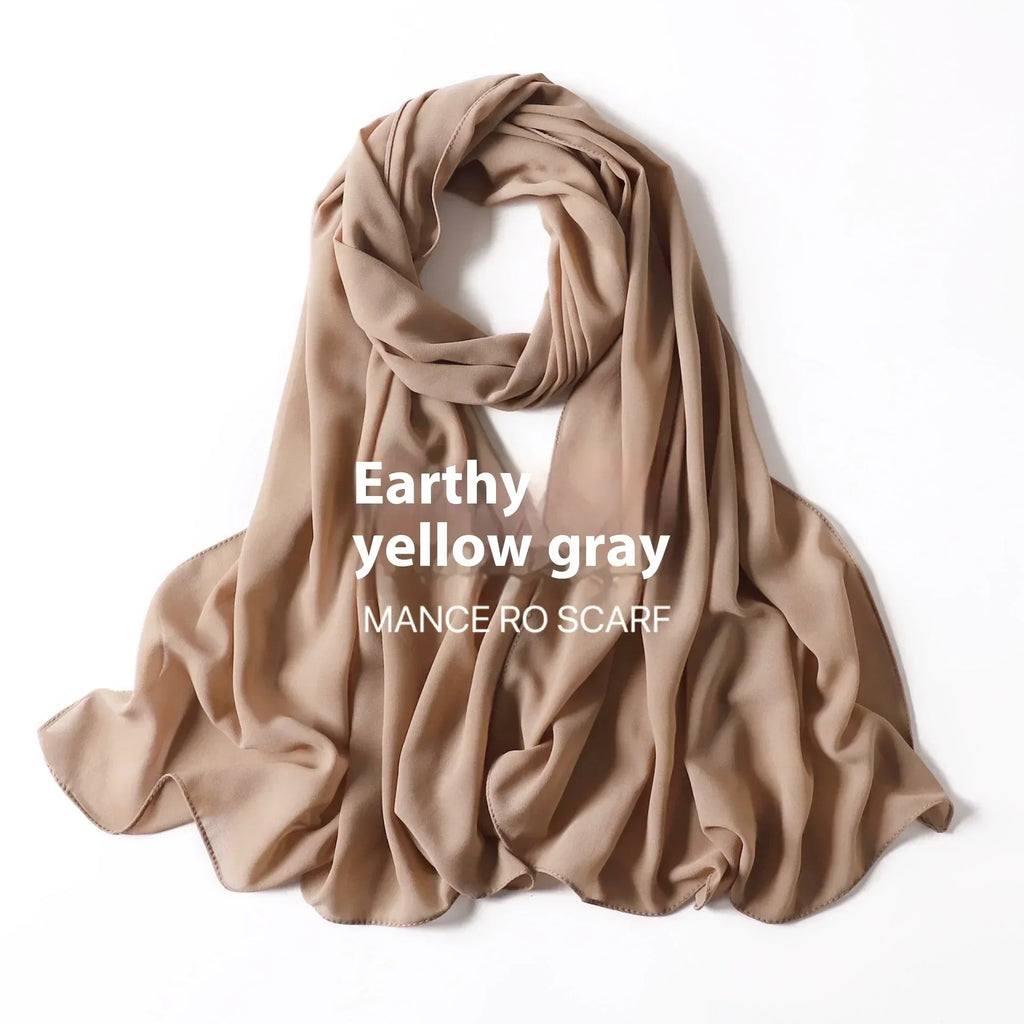 Pure Color Pearl Chiffon Scarf Headcloth Veil Chiffon Scarf - DanaFashionstore
