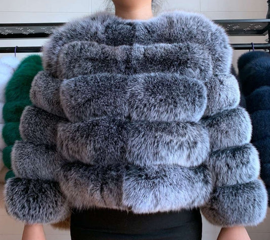 Women's Fox Fur Coat Coat Warm Fluffy