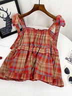 Sweet Girl Summer New Western Style Youthful-looking Ruffle Sleeveless Vest Women's Top - DanaFashionstore