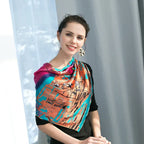Peacock Blue Silk Large Square Scarf Large Silk Scarf - DanaFashionstore