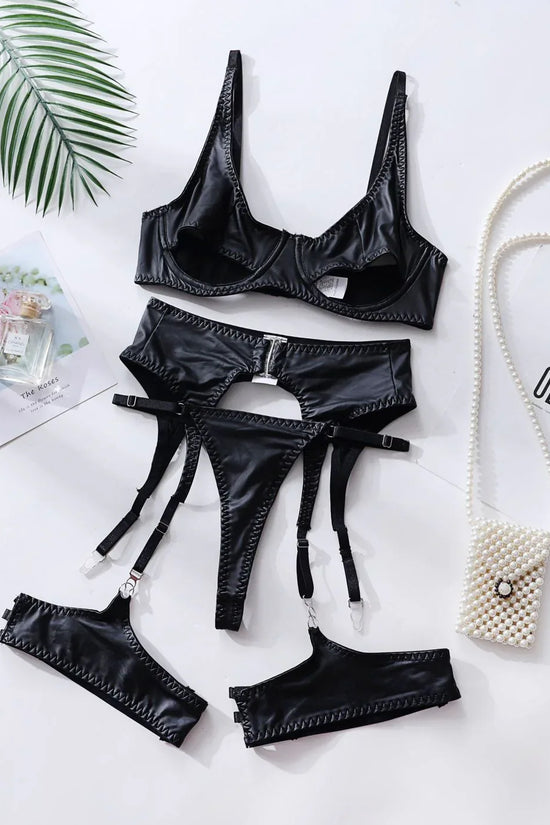 Lingerie Leather Patent Leather Seductive Set - DanaFashionstore