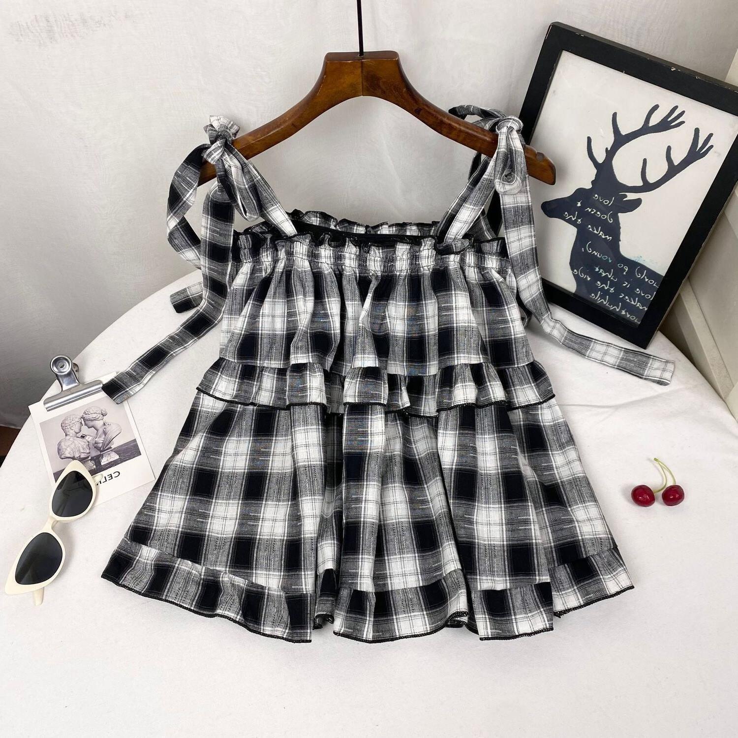 Sweet Girl Summer New Western Style Youthful-looking Ruffle Sleeveless Vest Women's Top - DanaFashionstore
