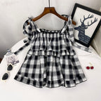 Sweet Girl Summer New Western Style Youthful-looking Ruffle Sleeveless Vest Women's Top - DanaFashionstore