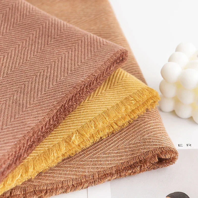 Herringbone Pattern Monochrome Artificial Cashmere Scarf Women's Simple Casual Style Tassel Warm Shawl - DanaFashionstore
