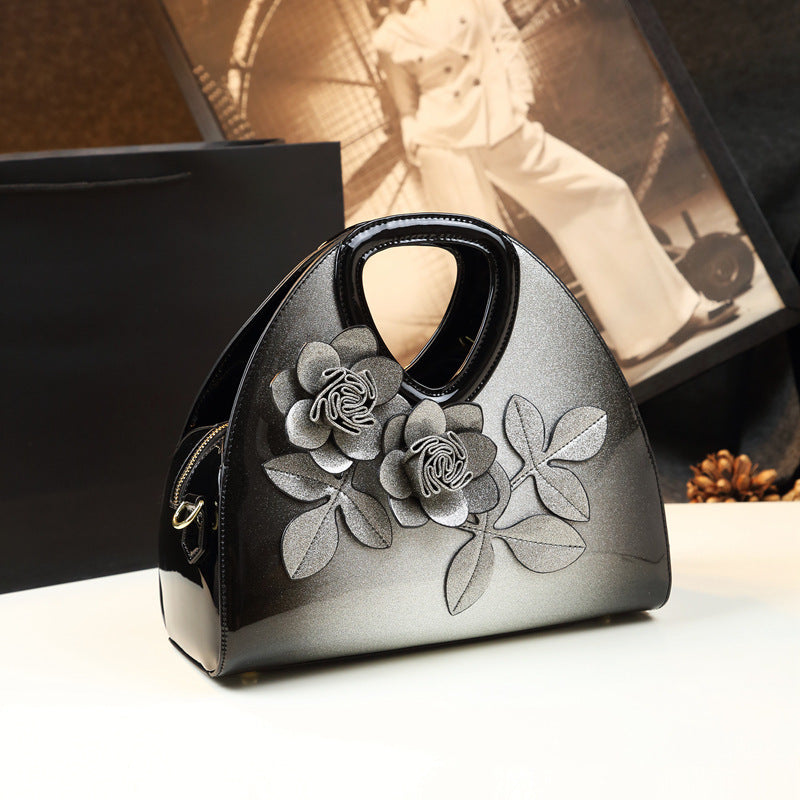 Personalized Flower Dumpling Niche Handbag Versatile Patent Leather Messenger Bag - Dana Fashion