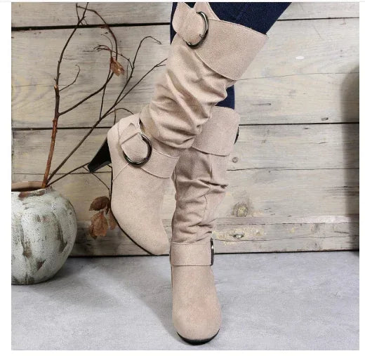 Belt buckle mid boots - DanaFashionstore