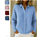 Casual Fashion Button Knitted Lapel Sweater For Women Long Sleeve Knitted Sweaters Tops Winter Jumper - DanaFashionstore